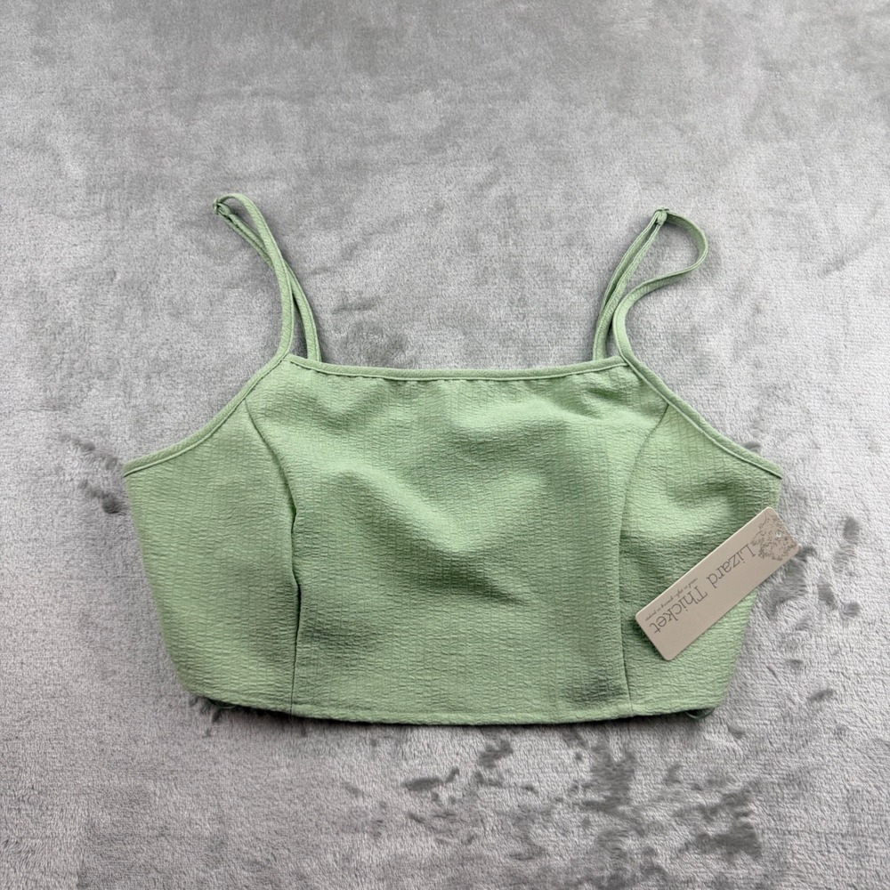 Big Water Blue Sky Lizard Thicket Sage Green Textured Crop Cami‎ Top Medium